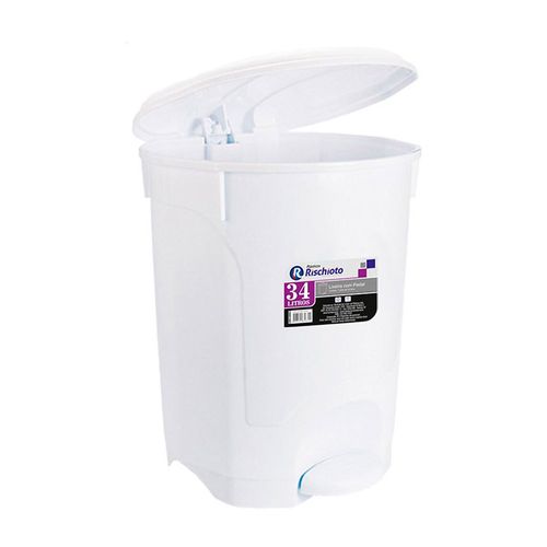 Lixeira Com Pedal Redonda 34l - Rischioto Branco