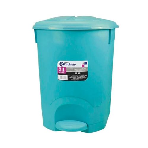 Lixeira Com Pedal Redonda 34l - Rischioto Verde