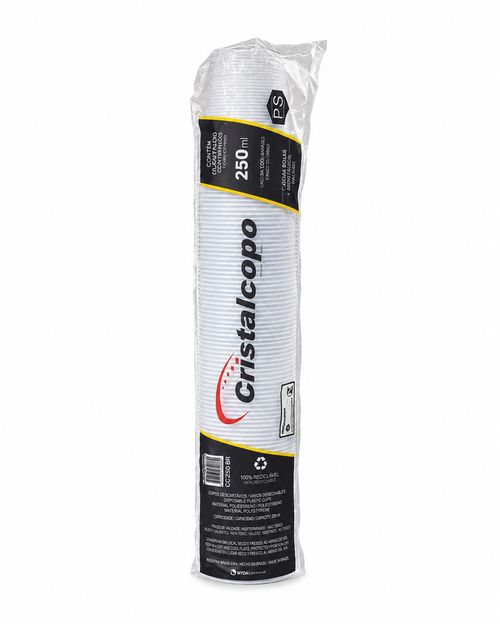 Copo Plastico Branco Cristalcopo 250ml 100un