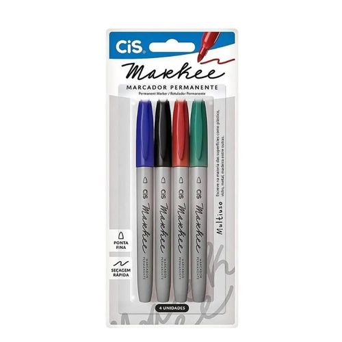Marcador Permanente Markee Cis Azul/preto/vermelho/verde