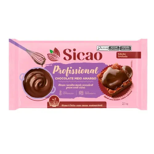 Chocolate Barra Meio Amargo Profissional Sicao 2,1kg
