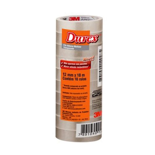 Fita Durex 3m Transp. 12mmx10m Un