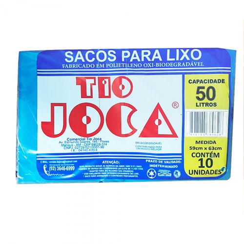 Saco de Lixo 50 Litros Coleta Seletiva Azul C/10 Unidades - Tio Joca