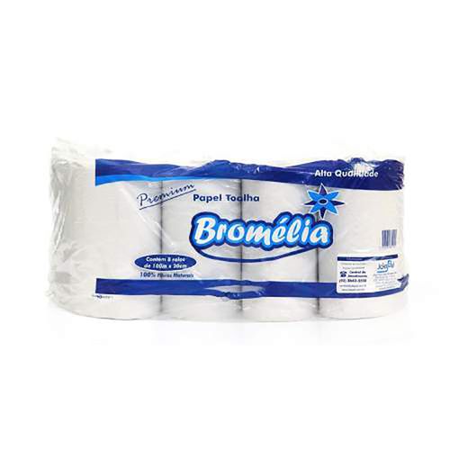 Papel Toalha 100mt Az Branco Bromelia C/8 Rolos