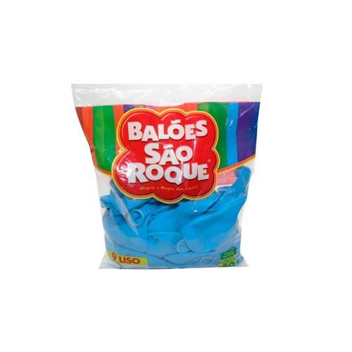 Balao N9 Liso Azul Baby Pacote Com 50 Un - Sao Roque