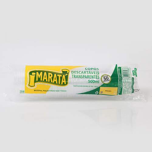 Copo Plastico Descartavel 500ml Transparente Marata C/50 Unidades