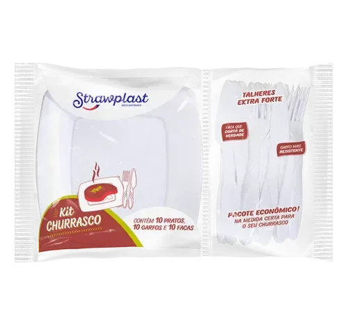 Kit Churrasco Extra Forte Branco Strawplast Pc10
