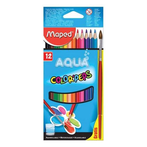 Lapis de Cor 12 Cores Aquarelavel C/ Pincel de Pelo Maped
