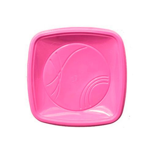 Prato Plastico Quadrado 15cm Biodegradavel Pink Com 10 Un - Trik