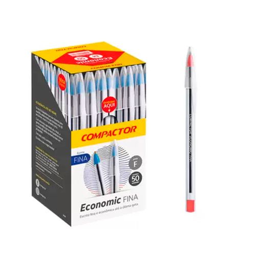 Caneta Esferografica Economic Vermelha Fina C/50 - Compactor