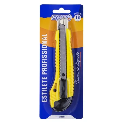 Estilete Profissional Largo 18mm Com Trava Brw Bl