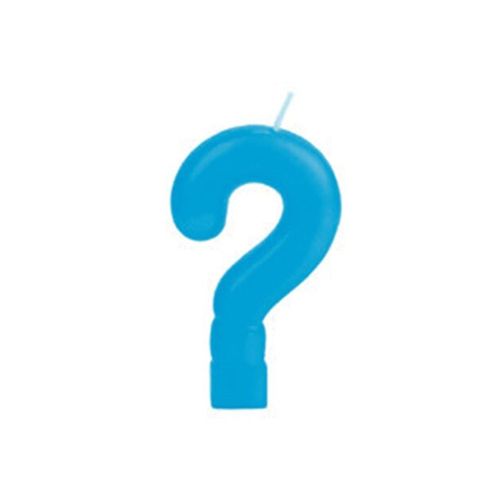 Vela Aniversario Pick Azul Interrogacao Silver