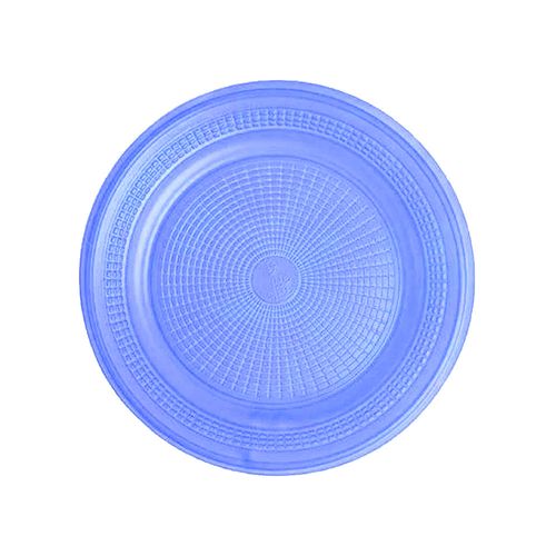 Prato Plastico Redondo 18cm Biodegradavel Azul Trik C/10