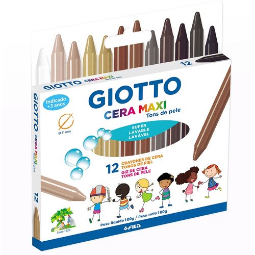 Giz de Cera 12 Cores Maxi Tons de Pele Giotto
