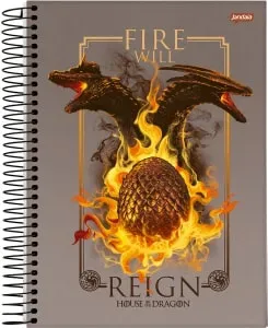 Caderno Universitario Capa Dura 10 Materias Got House Of The Drag 160fl Jandaia 72977-23