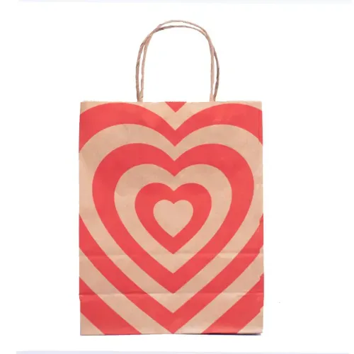 Sacola Kraft Imp M Presente Coracao 31x26x13 Stamp Un