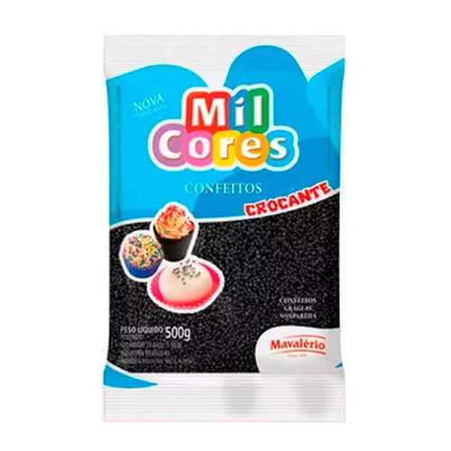 Confeito Micanga Preta N0 500g Mil Cores - Mavalerio