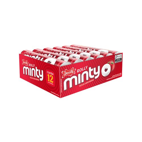 Pastilha Rolly Minty Tubo Morango Docile 16x29g