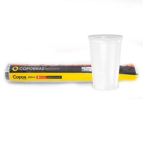 Copo Plastico Branco 250ml Pacote Com 100un - Copobras