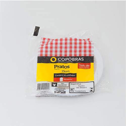 Prato Plastico 15cm Pacote Com 10 Un - Copobras