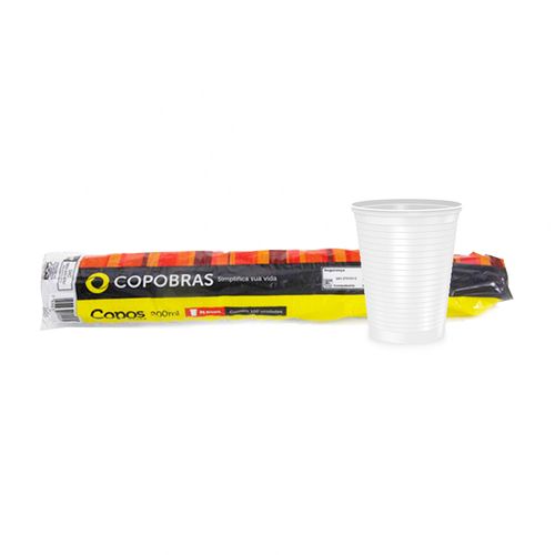 Copo Plastico Branco 200ml Pacote Com 100un - Copobras