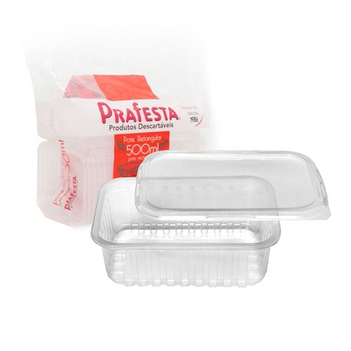 Pote C/ Tampa Retangular 500ml C/24 Unidades Prafesta