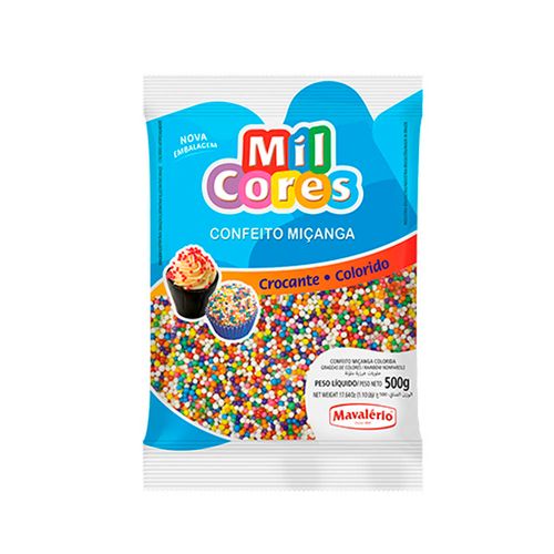 Confeito Micanga Colorido 500g Mil Cores - Mavalerio
