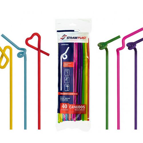 Canudo Flex Artistico 5,6mm Cs235 C/40 Unidades Strawplast
