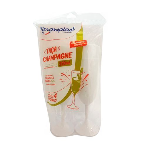 Taca Champagne 220ml Branco Strawplast Pc4