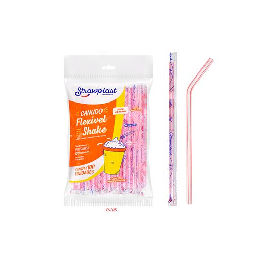 Canudo Flex Sache Shake 8mm Cs325 C/100 Unidades Strawplast