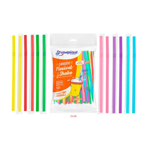 Canudo Flex Sache Shake Misto Neon Cs329 Pc100