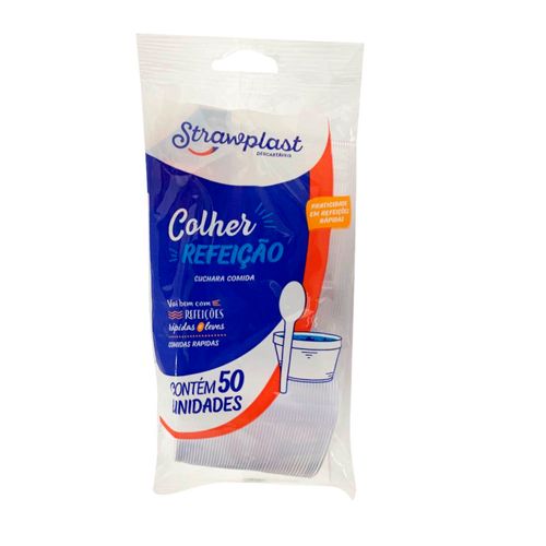 Colher Refeicao Cristal Strawplast Pc50