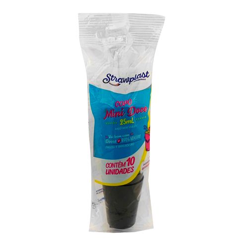 Copo Mini 25ml Preto Strawplast C/10 Unidades