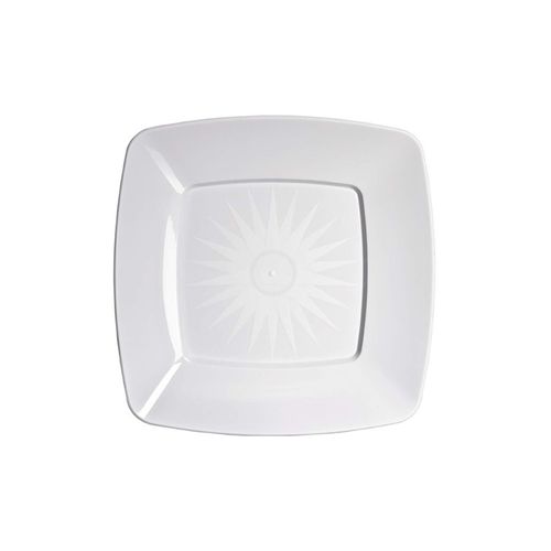 Prato Plastico Quadrado 15cm Branco Strawplast C/10 Unidades