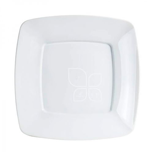 Prato Plastico Descartavel Quadrado 21cm Branco Pacote Com 10 Unidades Strawplast