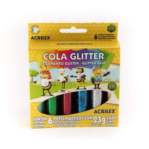 Cola Colorida Com Glitter 23g C/ 6 Cores - Acrilex
