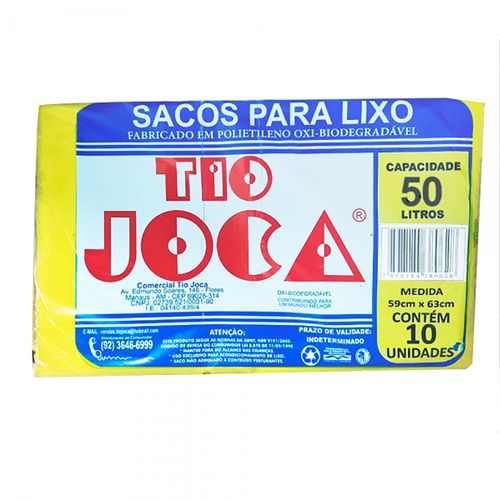 Saco de Lixo 50 Litros Coleta Seletiva Amarelo C/10 Unidades - Tio Joca