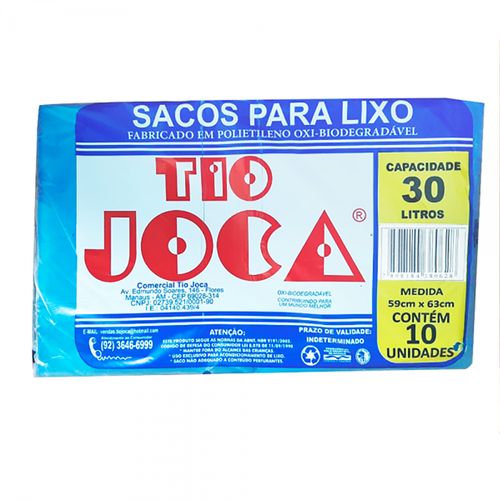 Saco de Lixo 30 Litros Coleta Seletiva Azul C/10 Unidades - Tio Joca