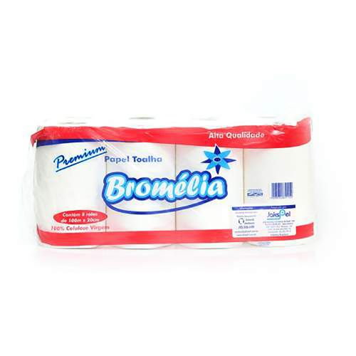 Papel Toalha 100mt Vm Branco Extra Bromelia 100 Celulose C/8 Rolos