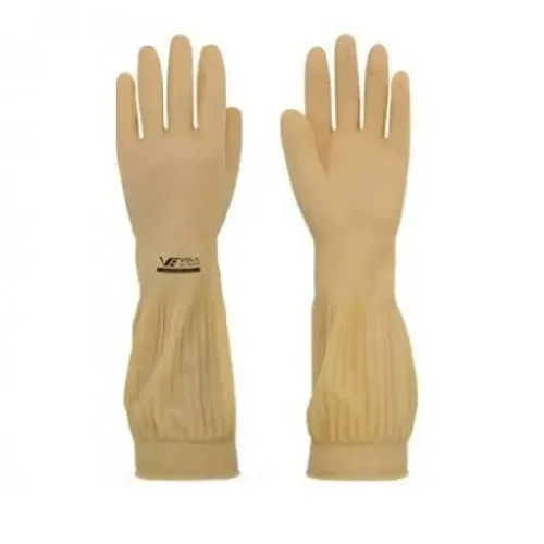 Par de Luva Latex Natural Ranhurada Tamanho M Volk Cano Longo
