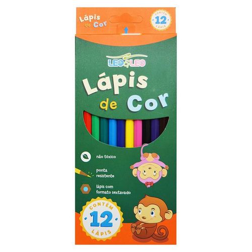 Lapis de Cor 12 Cores Sextavado Flexivel - Leonora