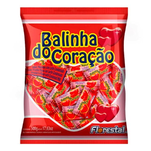 Balinha Coracao Morango Florestal 500g