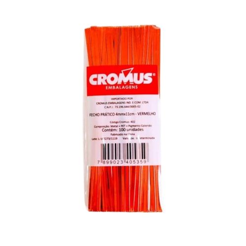 Fecho Pratico Vermelho 4mmx11cm C/100 Cromus
