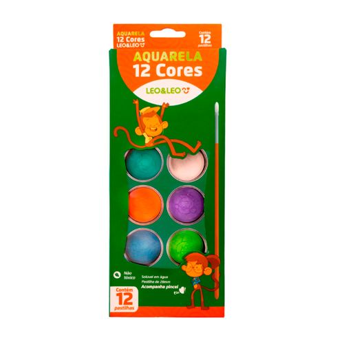 Aquarela 12 Cores Plus - Leoleo