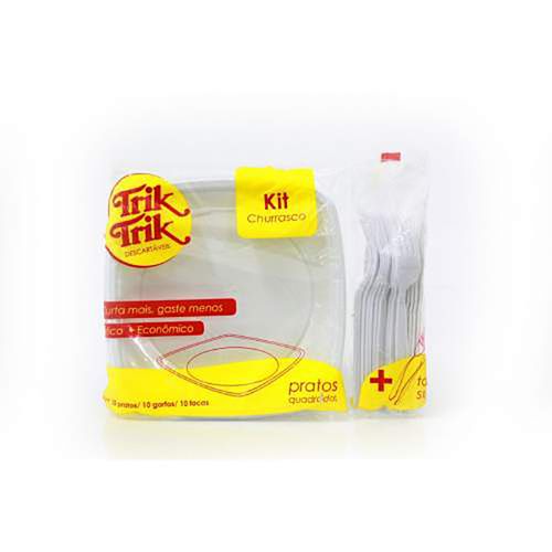 Kit Descartavel Churrasco Branco Trik C/10 Unidades