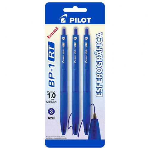 Caneta Esfe Bp-1 Rt 1.0 Azul C/3 Pilot Blister