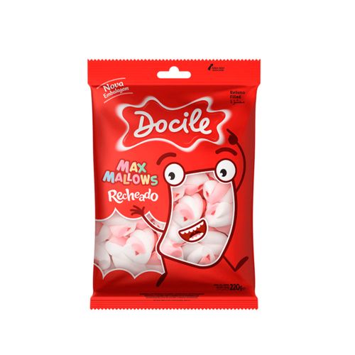 Maxmallow Recheado Twist Baunilha Morango Docile 220g