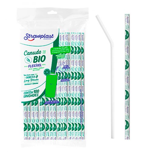 Canudo Sache Bio Flex 6mm C/100 Unidades Strawplast