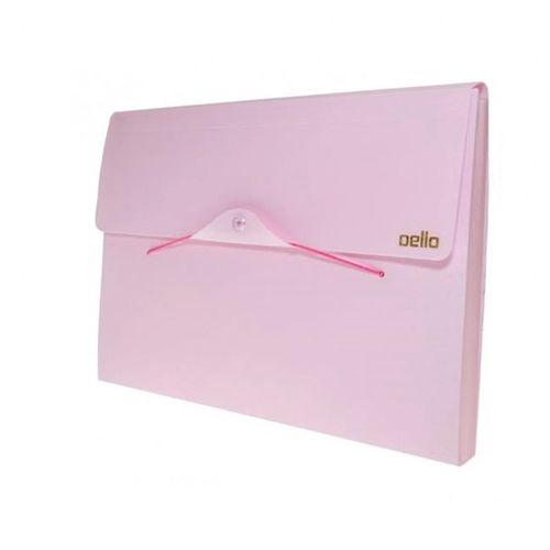 Pasta Sanfonada Rosa Pastel A4 Linho Serena Com 12 Divisorias - Dello