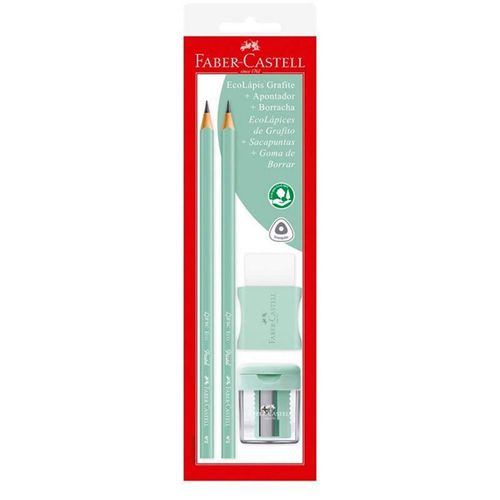 Combo Lapis/ap/bor Verde Agua Faber Castell